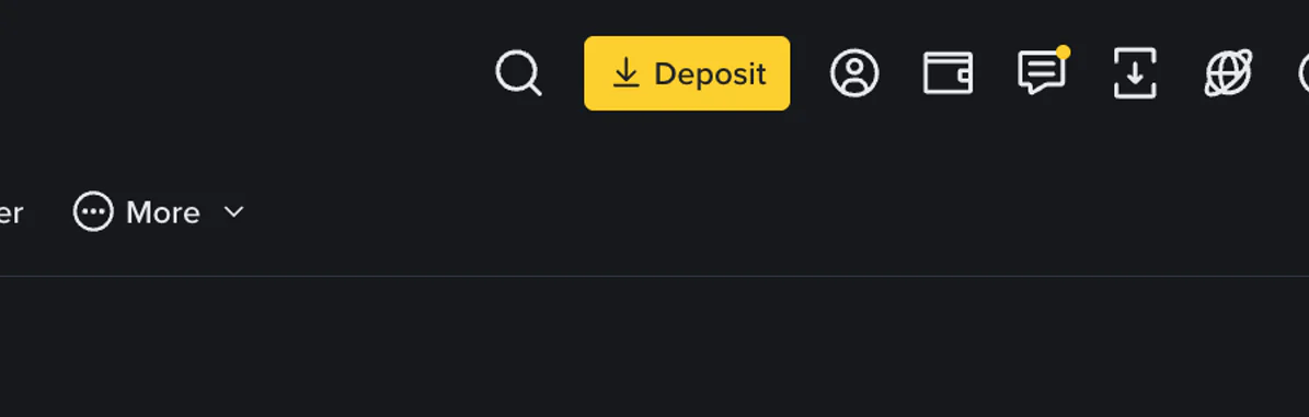Binance arayüzünde para yatırma düğmesi